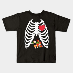 Halloween Skeleton Junk Food Belly Candy Corn Kids T-Shirt